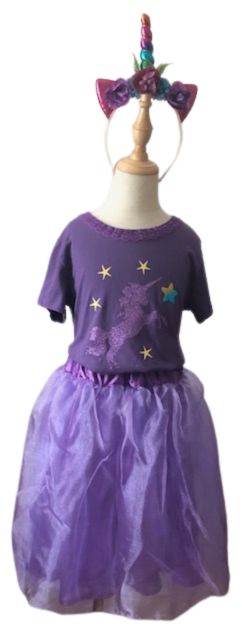 Purple Unicorn Girls Birthday Party Costume Size 7, Elegant Girls Unicorn Birthday Outfit, Unicorn T-Shirt, Girls Party Costume