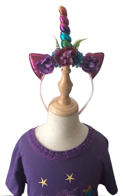 Purple Unicorn Girls Birthday Party Costume Size 7, Elegant Girls Unicorn Birthday Outfit, Unicorn T-Shirt, Girls Party Costume