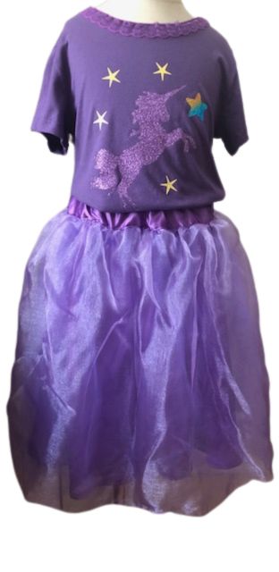Purple Unicorn Girls Birthday Party Costume Size 7, Elegant Girls Unicorn Birthday Outfit, Unicorn T-Shirt, Girls Party Costume