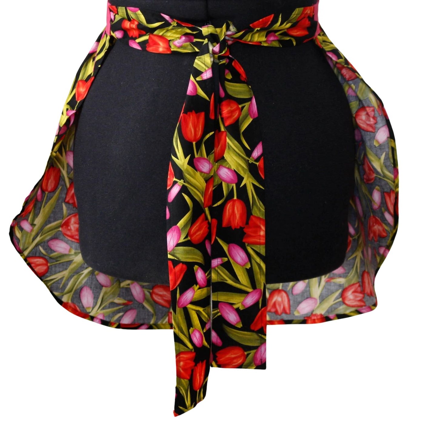 Red and Pink Tulip Apron for Women, Spring Floral Apron for Women, Garden Lover Apron