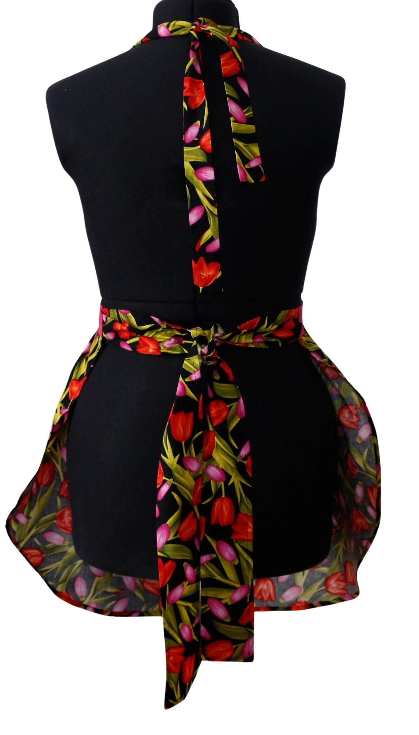 Red and Pink Tulip Apron for Women, Spring Floral Apron for Women, Garden Lover Apron