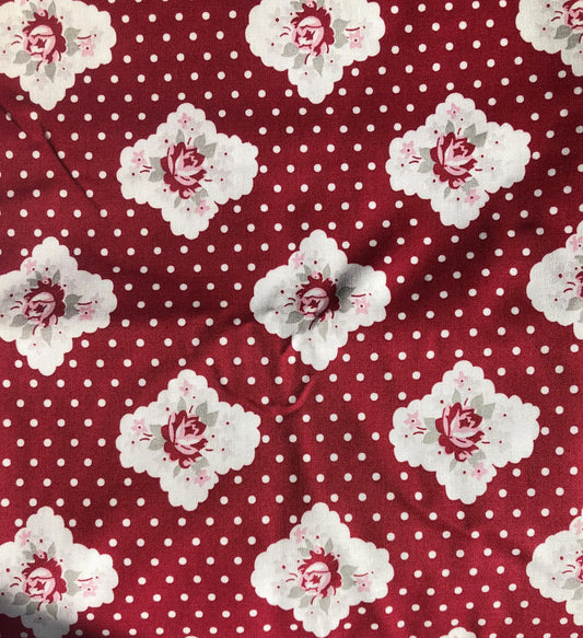 Penny Rose Fabrics Floral Roses and White Polka Dots by Gerri Robinson of Planted Seed Designs, Designer Cotton, Quilting, Sold by YARD