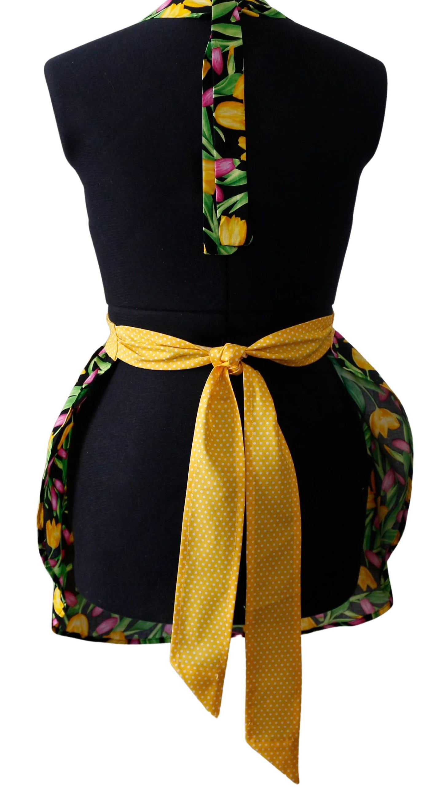 Pink and Yellow Tulips Apron for Women, Spring Floral Apron for Women, Garden Lover Apron