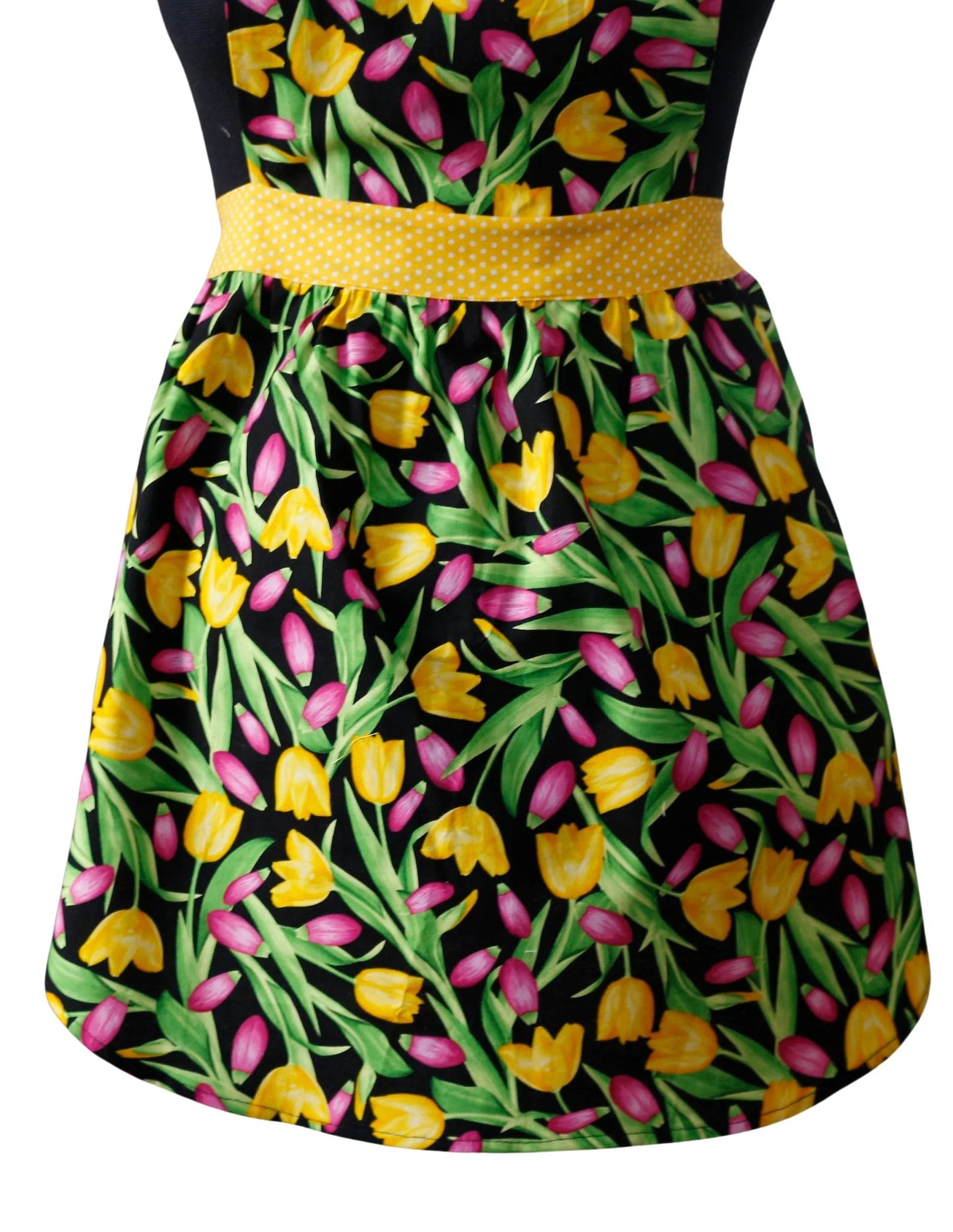 Pink and Yellow Tulips Apron for Women, Spring Floral Apron for Women, Garden Lover Apron